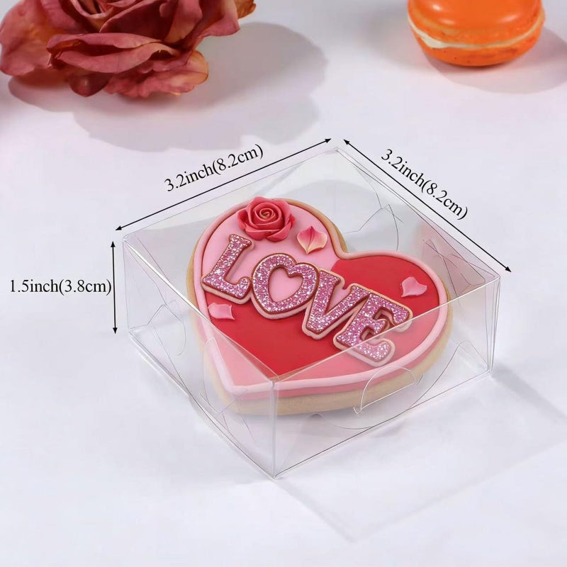 JCXGRVC 3.25"X3.25"X1.5" 30PCS Clear Homemade Fudge Boxes Cookies Boxes Soap Boxes Chocolate Truffle Box for 5, Macaron Box Chocolate-covered Cherries Brownie Mini Bakery Boxes - Image 2