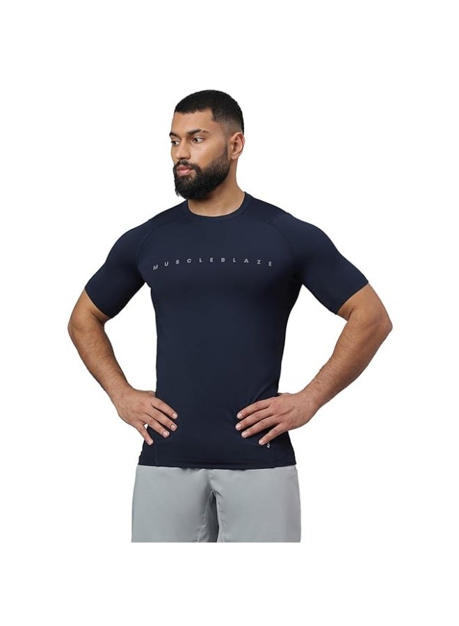 MuscleBlaze Half Sleeve Air Tech Compression MuscleTee for Men (Navy) | for Gym & Sports - Image 1