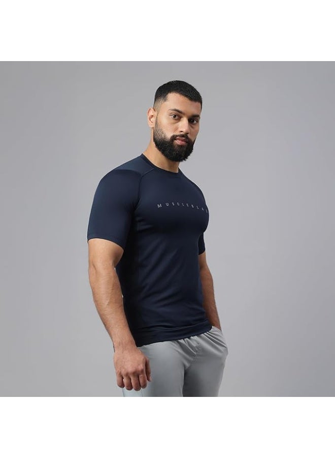 MuscleBlaze Half Sleeve Air Tech Compression MuscleTee for Men (Navy) | for Gym & Sports - Image 3