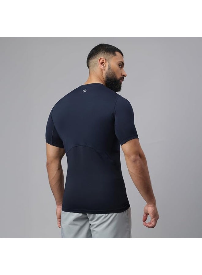 MuscleBlaze Half Sleeve Air Tech Compression MuscleTee for Men (Navy) | for Gym & Sports - Image 2