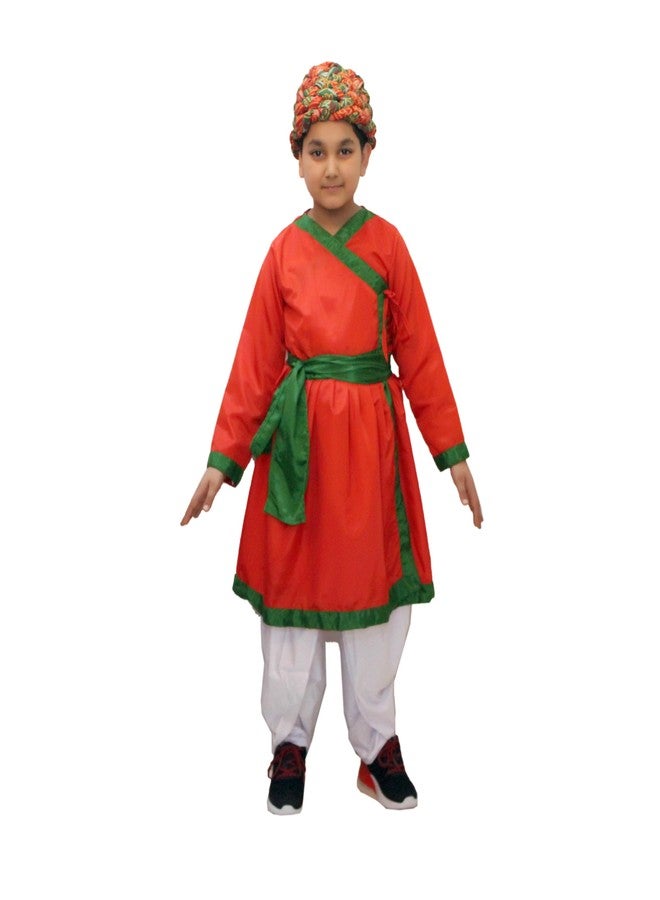 Kaku Fancy Dresses Indian State Ethnic Rajasthani Angarkha with Dhoti & Pagadi for Rajasthani Folk Dance Costume - Red, 5-6 Years, for Boys - Image 1