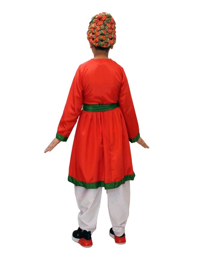 Kaku Fancy Dresses Indian State Ethnic Rajasthani Angarkha with Dhoti & Pagadi for Rajasthani Folk Dance Costume - Red, 5-6 Years, for Boys - Image 4