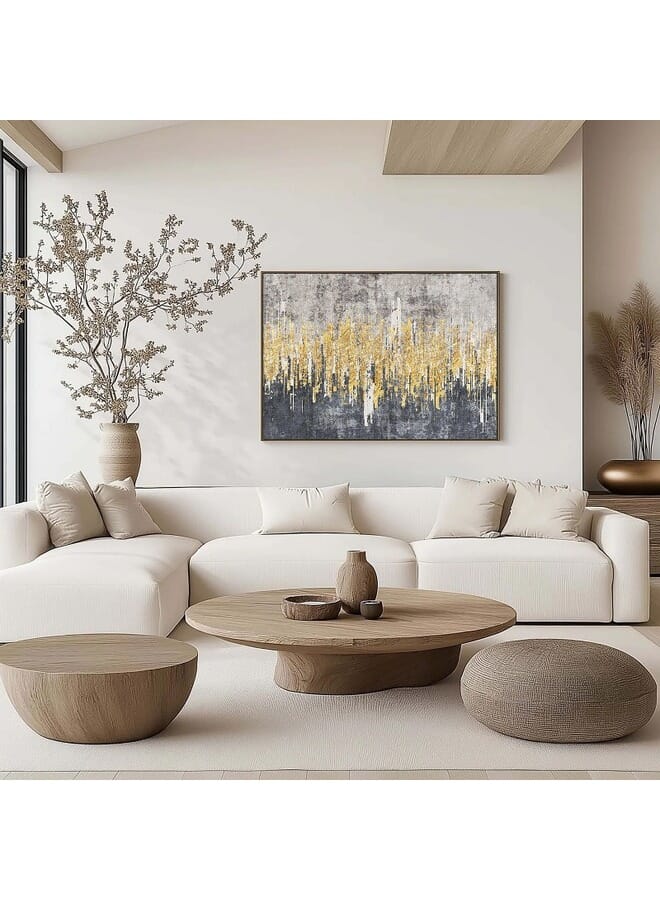 Home Gallery Abstract Art Gold Watercolour Framed Wall Art - Image 2