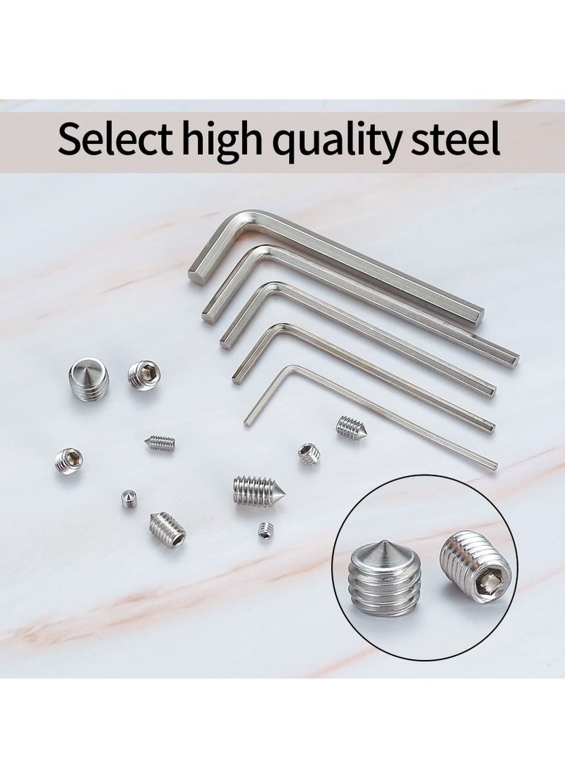 Y&D Stainless Steel Grub Cone Point Hex Socket Screws Set, 290 Pcs Metric Thread Allen Key Cup Screw Set with M3 M4 M5 M6 M8 for Door Handles Faucet Light Fixture - Image 3