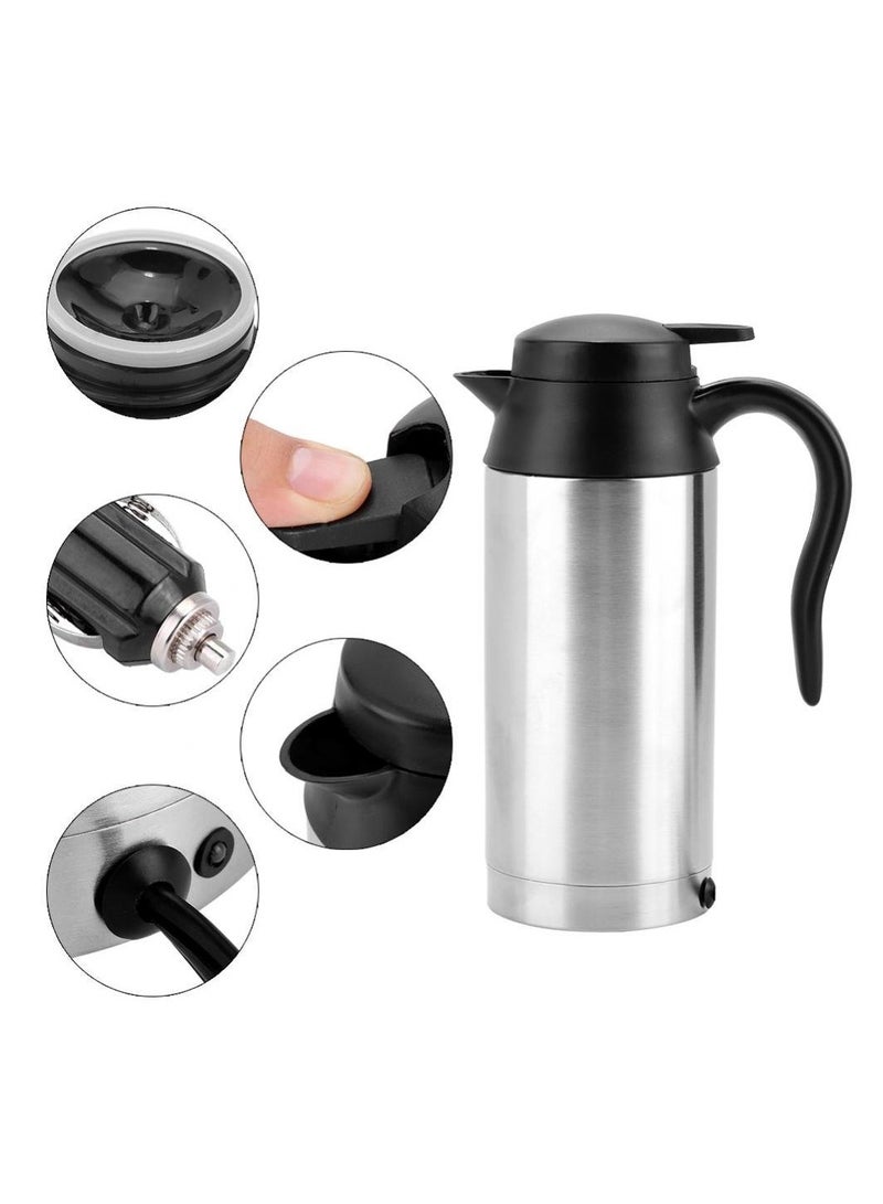 Captaintech Portable 24V Stainless Steel Electric Car Kettle 750ml Ideal for Travel and Home Use Hot Water and Coffee - Image 4