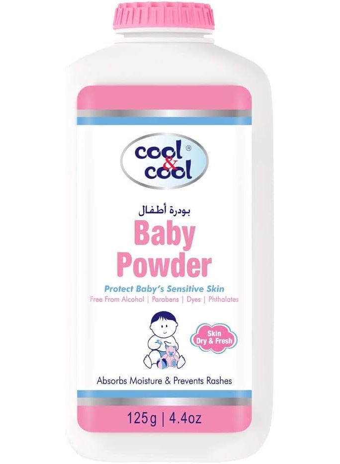 Baby Powder - 125g - Protects Sensitive Skin, Alcohol-Free, Paraben-Free, Dye-Free, Phthalates-Free, Absorbs Moisture, Prevents Rashes,Keeps Skin Dry and Fresh