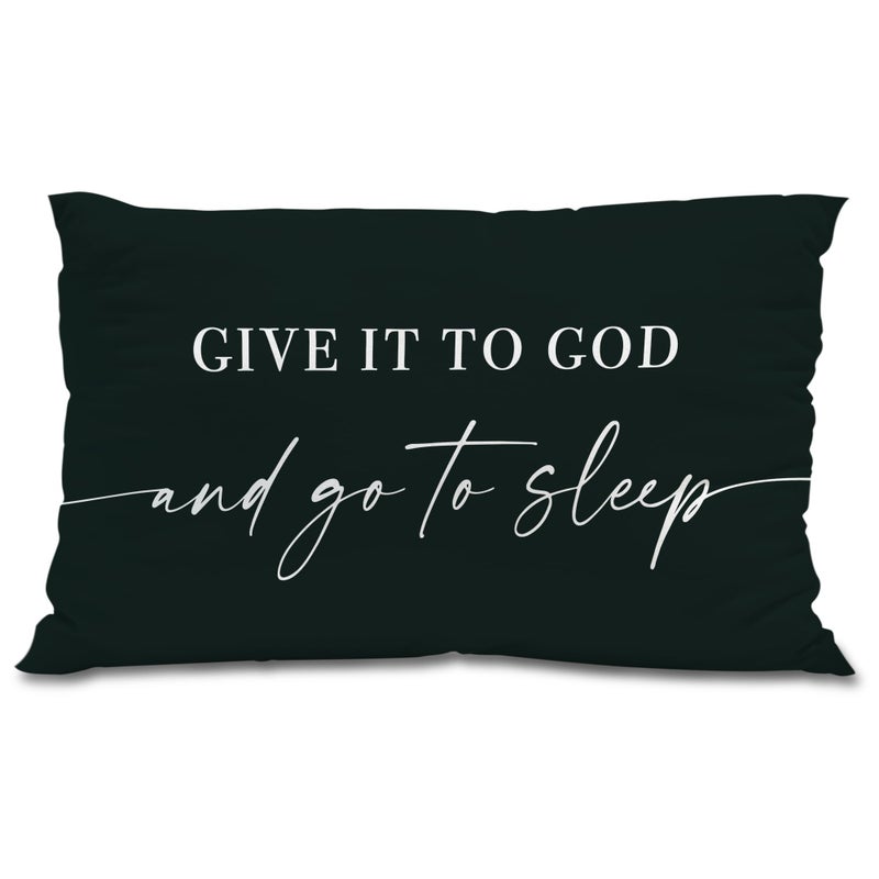 Knibeo Give It to God and Go to Sleep, Decorative Pillows Cover for Bed, Throw Pillows Cover for Bed,12x20 Inch Pillow Case,Decorative Bed Pillows for Bedroom Room(12x20, Black) - Image 1