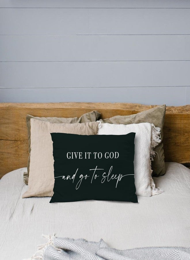 Knibeo Give It to God and Go to Sleep, Decorative Pillows Cover for Bed, Throw Pillows Cover for Bed,12x20 Inch Pillow Case,Decorative Bed Pillows for Bedroom Room(12x20, Black) - Image 2