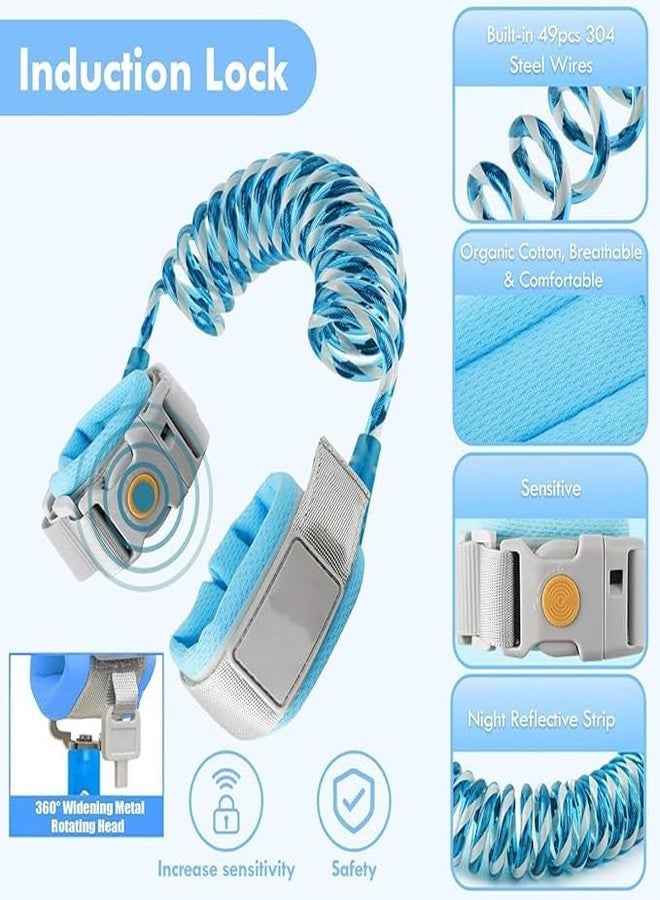 GRILL BUMP سوار معصم مضاد للضياع للأطفال من جريل بامب، أصفاد بطول 1.5 متر لسلامة الأطفال، حزام أمان مضاد للضياع للأطفال مزود بقفل حثي ومفتاح مغناطيسي، سلك عاكس للضوء ليلاً - Image 4