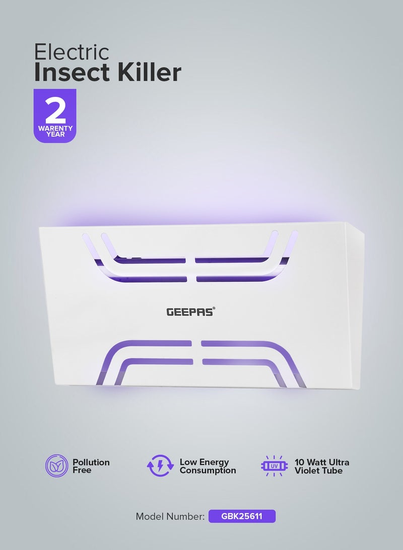 GEEPAS Electric Insect Killer- GBK25611/ Automatic Pest Killing Machine, 10 W/ No Poisonous Vapor, No-Smell and No-Pollution/ Advanced Technology with Low Power Consumption/ Suitable for Home, Office, Restaurants, Hospitals, etc./ White, 2 Years Warranty  - Image 1
