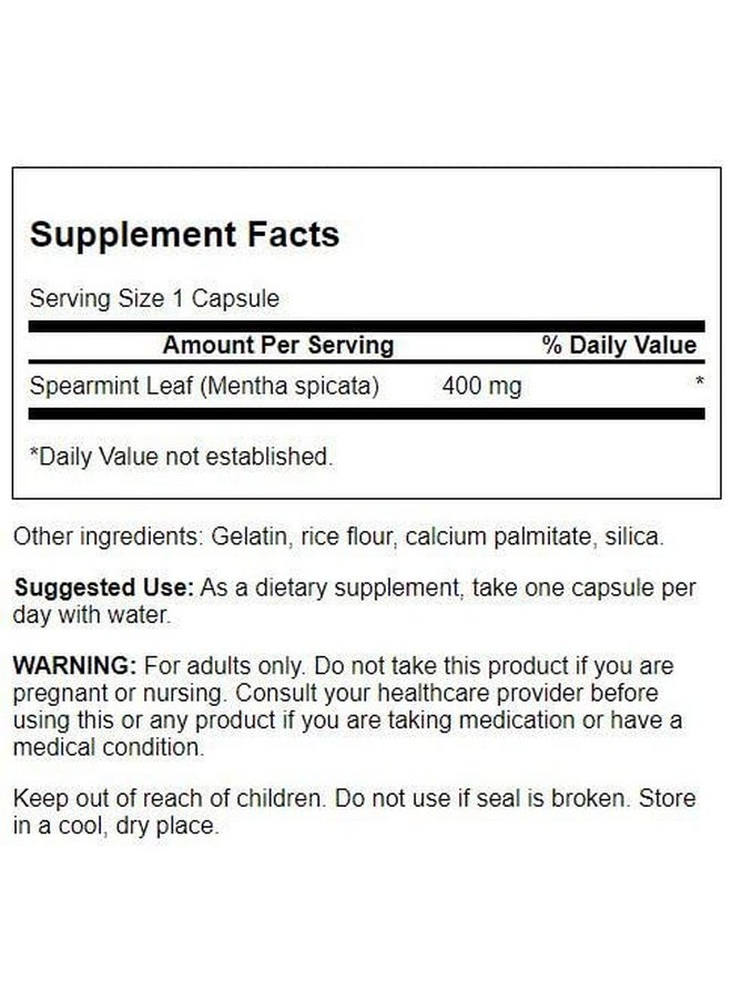 SWANSON - Spearmint Leaf (Mentha Spicata) Full Spectrum Herbal Supplement Supporting Digestive Health & Mild Stomach Issues Natural Formula Supporting Health & Wellness (60 Capsules 400Mg Each) 2 Pack - Image 1