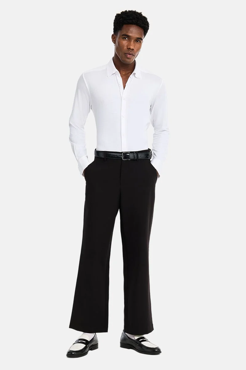 سنيتش White Solid Long Sleeve Slim Fit Formal Luxe Shirt