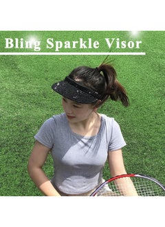 Women Sun Visor Hat Bling Crystals Summer Cap Shiny Rhinestone Men Caps Adjustable Wide Brim Clip On Visors Fashion Party Outdoor Sport Hats Golf Beach Tennis (Black) - pzsku/Z17DEF7EAF52D542A5B2FZ/45/_/1718267416/4980fff1-a44b-4f66-8fbe-7bf67e51f4a0