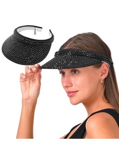 Women Sun Visor Hat Bling Crystals Summer Cap Shiny Rhinestone Men Caps Adjustable Wide Brim Clip On Visors Fashion Party Outdoor Sport Hats Golf Beach Tennis (Black) - pzsku/Z17DEF7EAF52D542A5B2FZ/45/_/1718267945/c363b97a-2234-4815-aa6e-408d7c927d05