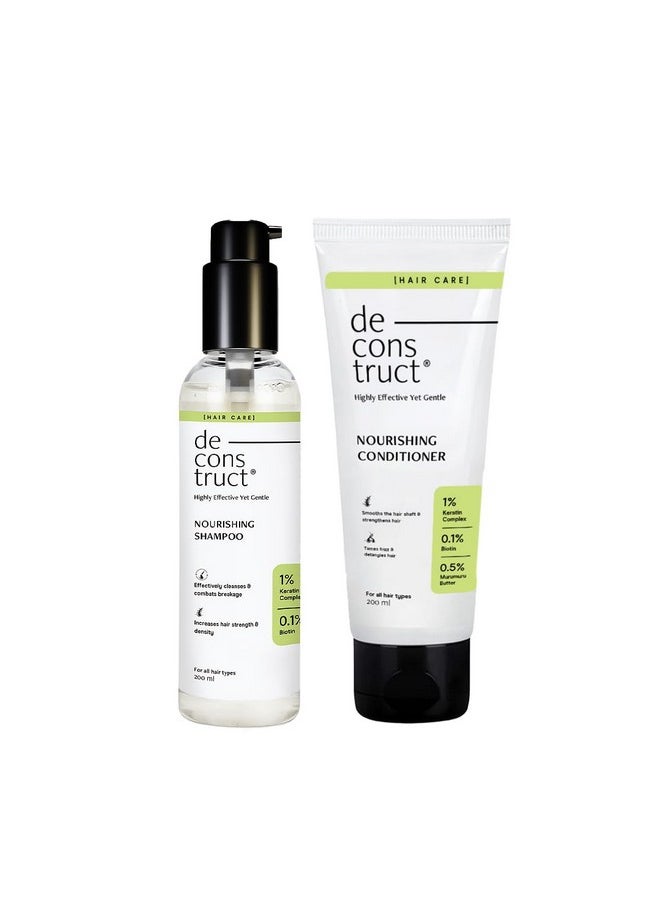 Deconstruct Nourishing Shampoo & Conditioner Duo | With Keratin, Biotin & Murumuru Butter | Removes Excess Oil & Reduces Frizziness | Smoothens & Strengthens Hair | For Men & Women | 200Ml + 200G  - Image 1