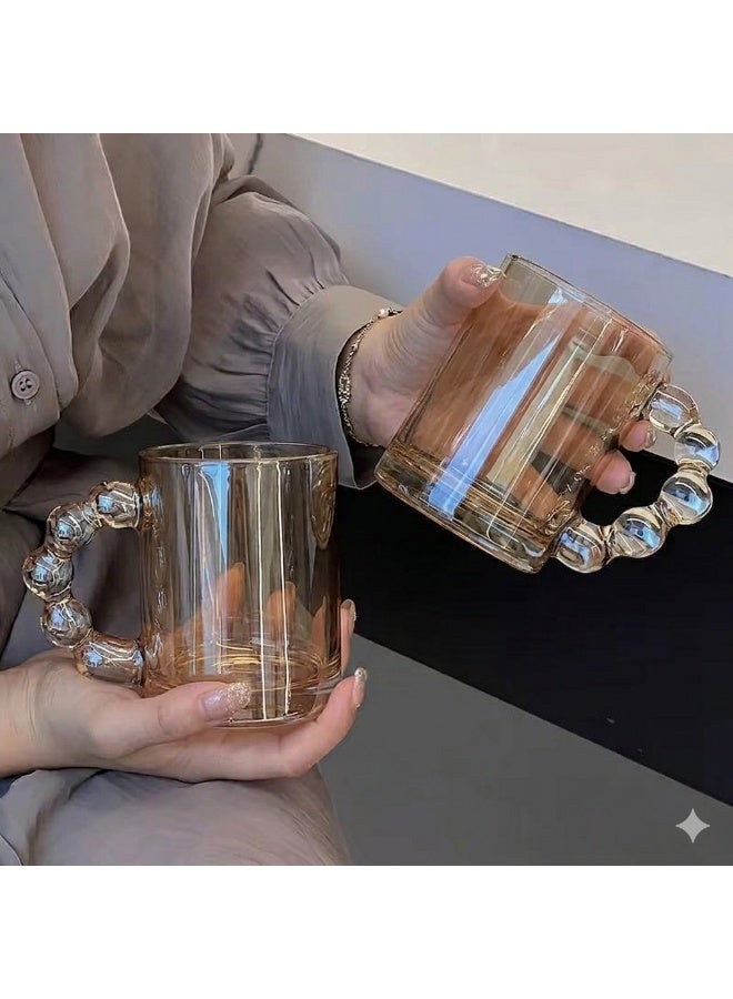 طقم مجات زجاجية  للكابلز – 2 قطعة بمقبض خرز أنيق، أكواب قهوة وشاي بتصميم عصري - Image 4