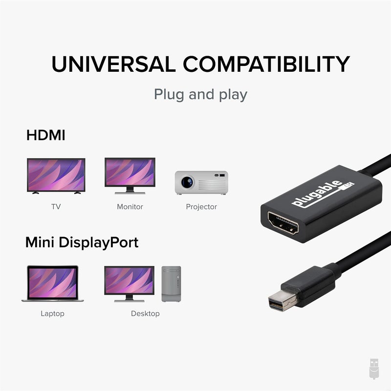 Plugable Mini DisplayPort/Thunderbolt 2 to HDMI 2.0 Adapter for Older Macs and Surface PCs with MDP Ports - Driverless - Image 5