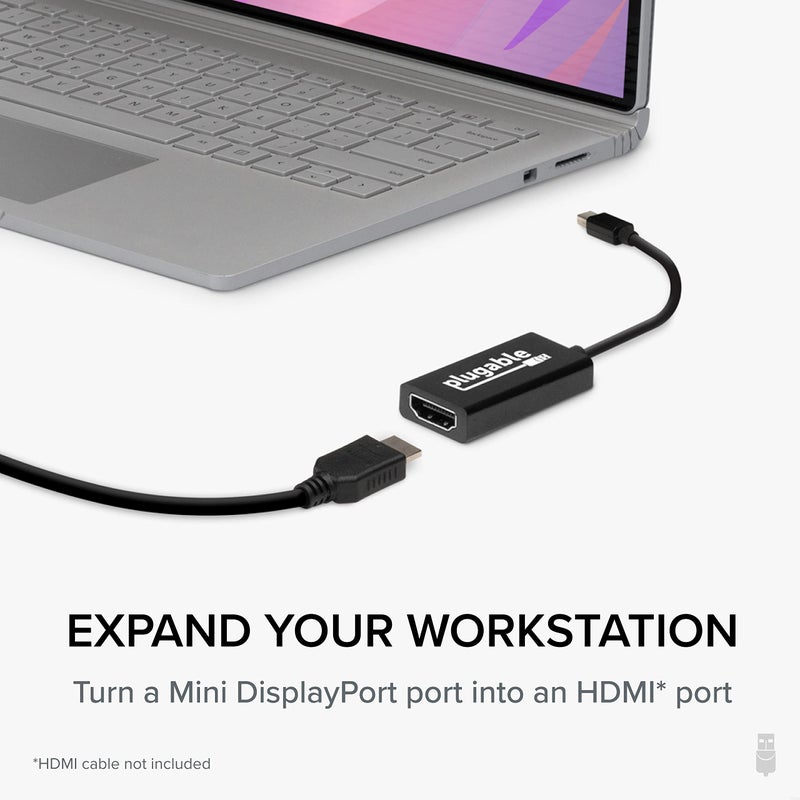 Plugable Mini DisplayPort/Thunderbolt 2 to HDMI 2.0 Adapter for Older Macs and Surface PCs with MDP Ports - Driverless - Image 3