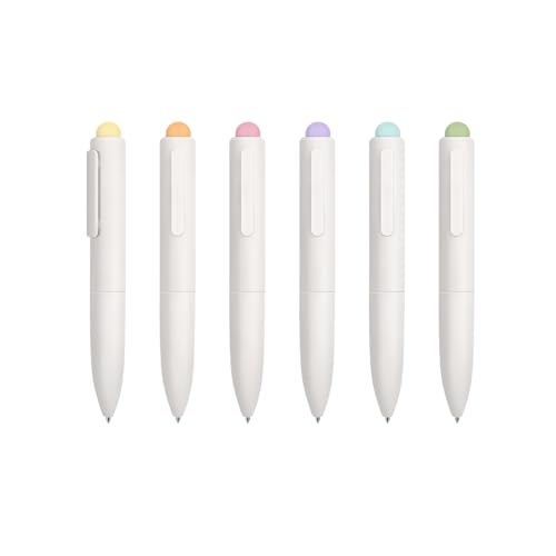 VideMundi Ballpoint Pens, Mini Cute Macaron Retractable Ballpoint Pen Set - 6 Pack | Black Ink Medium Point, Fast Drying, Portable, Comfortable Writing | Office Bible Journaling Pens (White) - Image 1