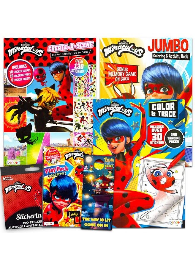 Miraculous Miraculous Ladybug Activity Set for Kids - Bundle with Miraculous Ladybug 80pg Coloring Book, Color and Trace Book, Stickers, and More (Miraculous Ladybug Party Supplies)  - Image 1