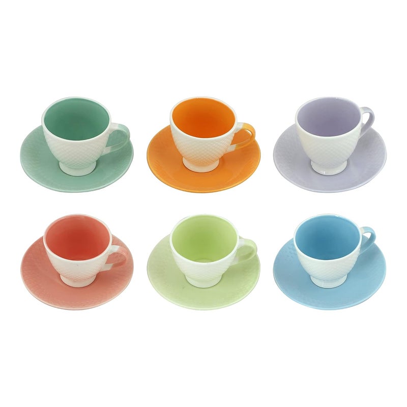 Saaikee Indian Ceramic Multi Color Tea Cup Pack of6 - Image 1