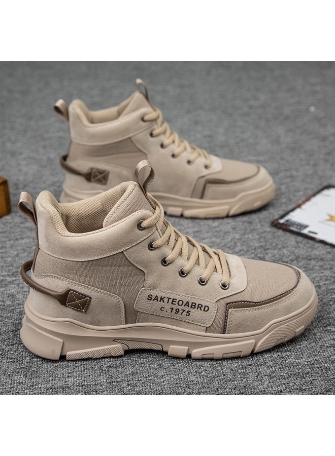 High-top Lace-up Men's Shoes  Spring New Style British Style Retro Work Shoes Casual Fashion Martin Boots