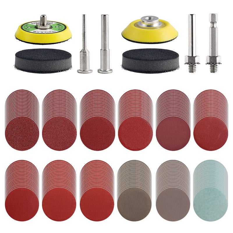 Tshya 240pcs 2inch Sanding Discs Pad Variety Kit for Drill Grinder Rotary Tools Attachment with 2Pcs 1/8"&1/4" Shank Backer Plate, Sanding Pads Includes 80-3000 Grit - Image 1