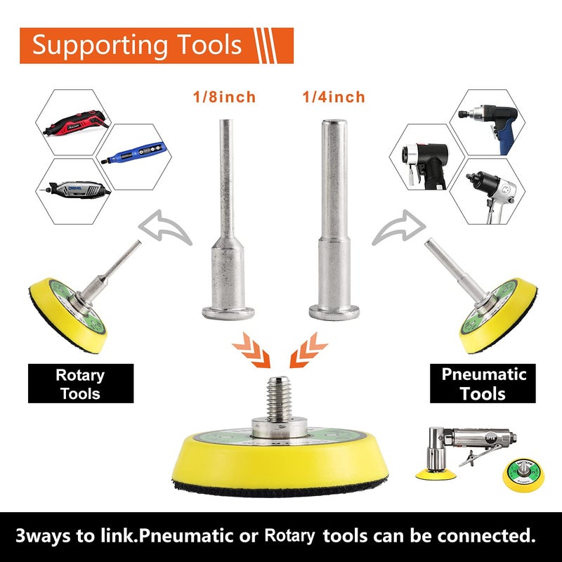 Tshya 240pcs 2inch Sanding Discs Pad Variety Kit for Drill Grinder Rotary Tools Attachment with 2Pcs 1/8"&1/4" Shank Backer Plate, Sanding Pads Includes 80-3000 Grit - Image 3
