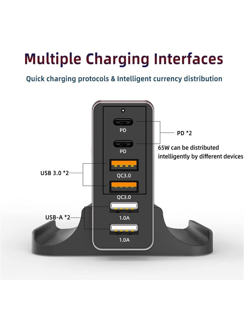 Zikra 75W USB Charging Station, 6-Port PD 3.0 USB C Type C Wall Charger for Multiple Device, Compatible with Mini/MacBook Pro/Air iPhone13/12 Airpods/iPad/Think Pad/Galaxy/Switch - Image 2