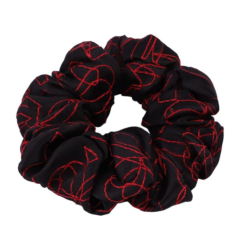 MASQ by Q-One Hair Accessories, Butterfly Blush Embroidered, Handmade, Satin Poly Crepe Scrunchies/Hair Bands for Women, Girls with Elastic (Multicolor, Pack of 3) - Image 4