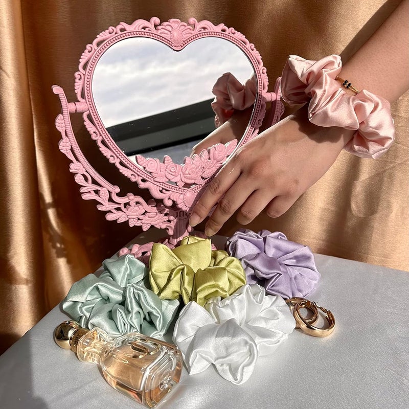 MASQ by Q-One Hair Accessories, Butterfly Blush Embroidered, Handmade, Satin Poly Crepe Scrunchies/Hair Bands for Women, Girls with Elastic (Multicolor, Pack of 3) - Image 3