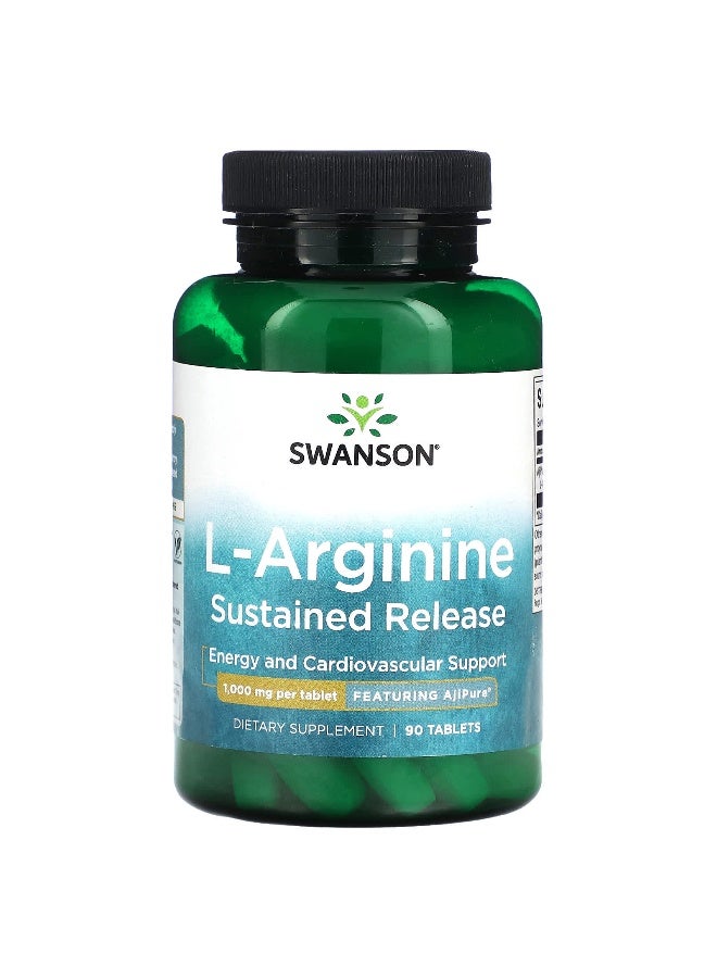 Swanson, L-Arginine, Sustained Release, 1,000 mg, 90 Tablets - Image 1