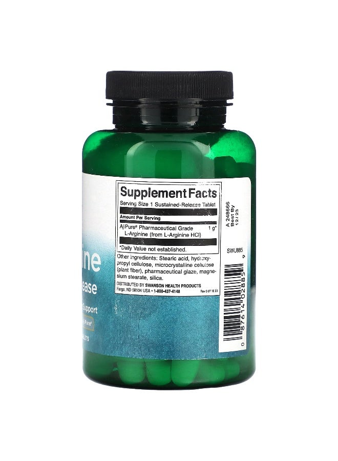 Swanson, L-Arginine, Sustained Release, 1,000 mg, 90 Tablets - Image 2