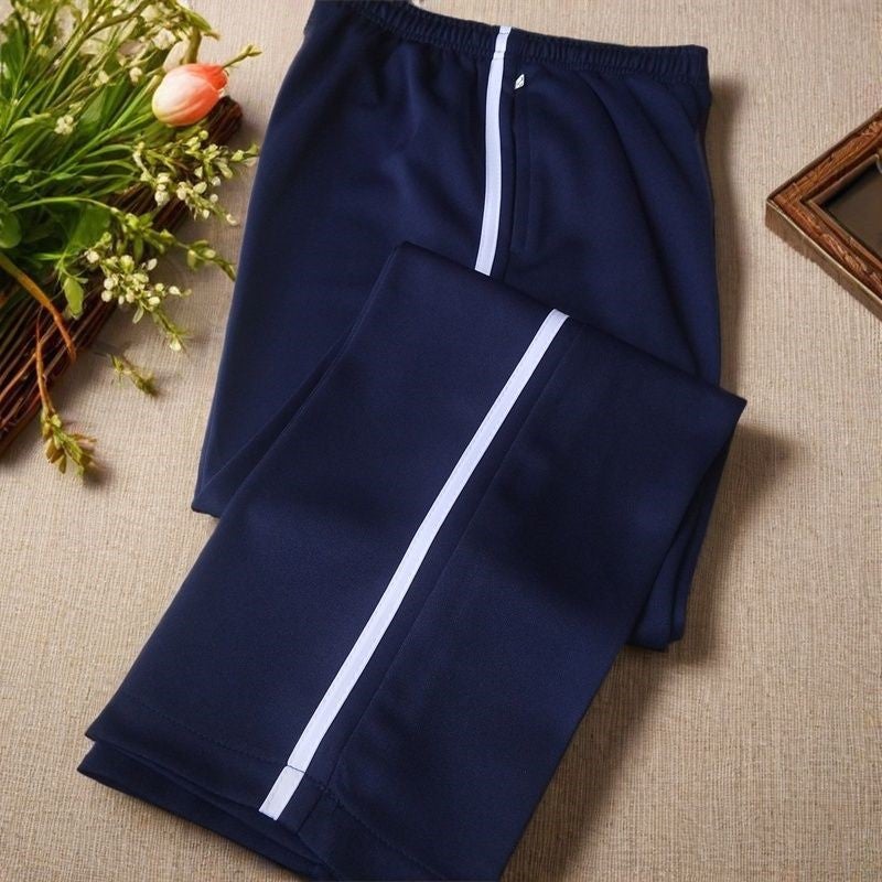 One Thick White Stripe School Uniform Pants Navy Blue For Middle School And Elementary School Students, Plus Size - Image 4