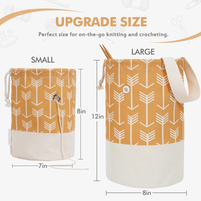 TOGETRUE Yarn Bag, Small Knitting Crochet Bag, Portable Yarn Storage Bags Organizer for Crocheting Project, Store Skein Ball, Short Knitting Needle (Yellow) - Image 2