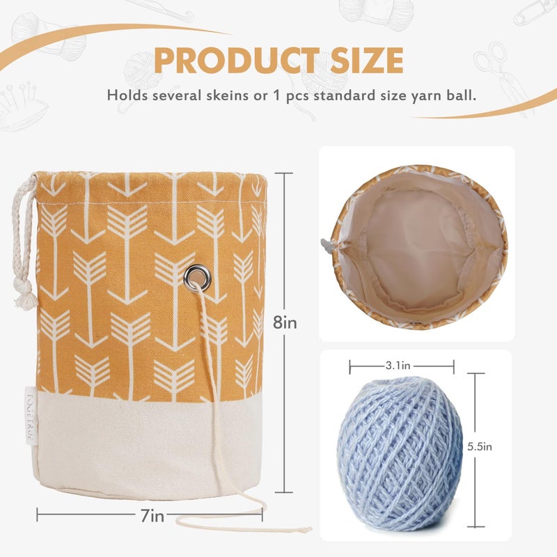 TOGETRUE Yarn Bag, Small Knitting Crochet Bag, Portable Yarn Storage Bags Organizer for Crocheting Project, Store Skein Ball, Short Knitting Needle (Yellow) - Image 3