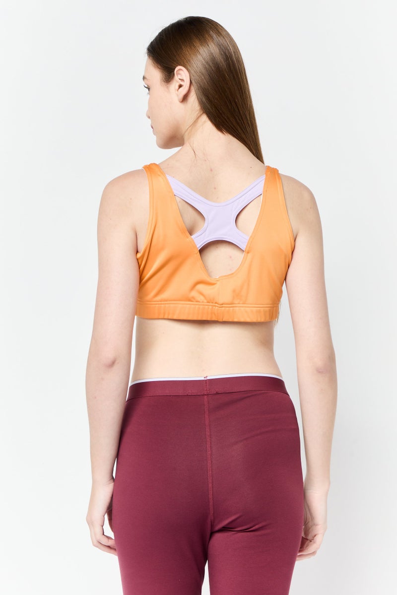 Reebok Women Brand Logo Non Padded Sports Bra, Orange - Image 4