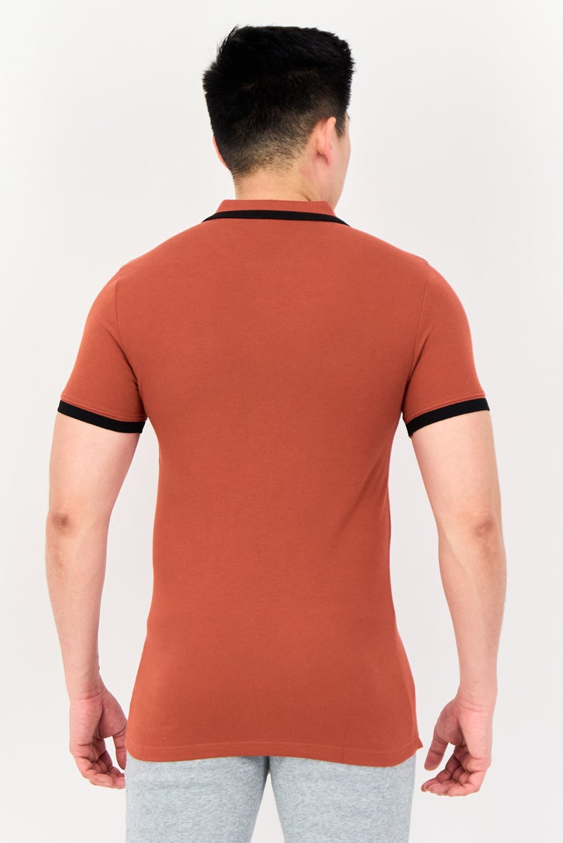 PUMA تي شيرت بولو قصير الأكمام للرجال، رياضي، خارجي، بني صدئ - Image 2