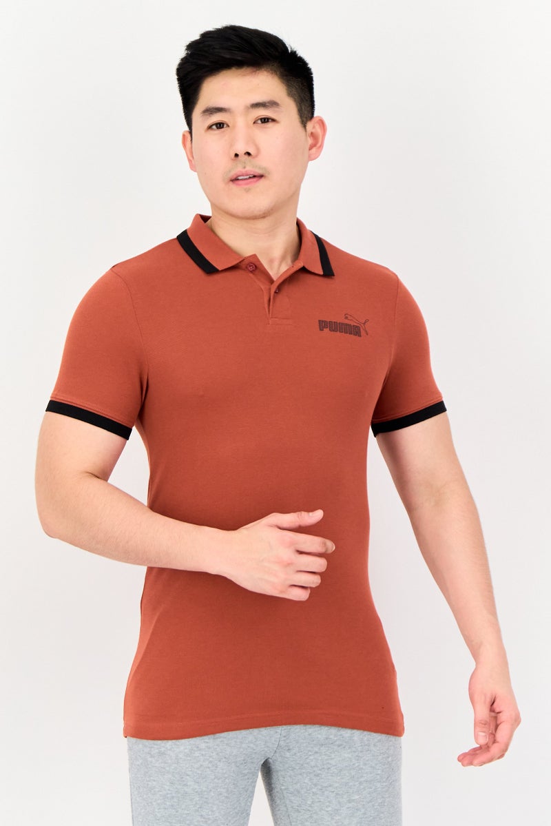 PUMA تي شيرت بولو قصير الأكمام للرجال، رياضي، خارجي، بني صدئ - Image 1