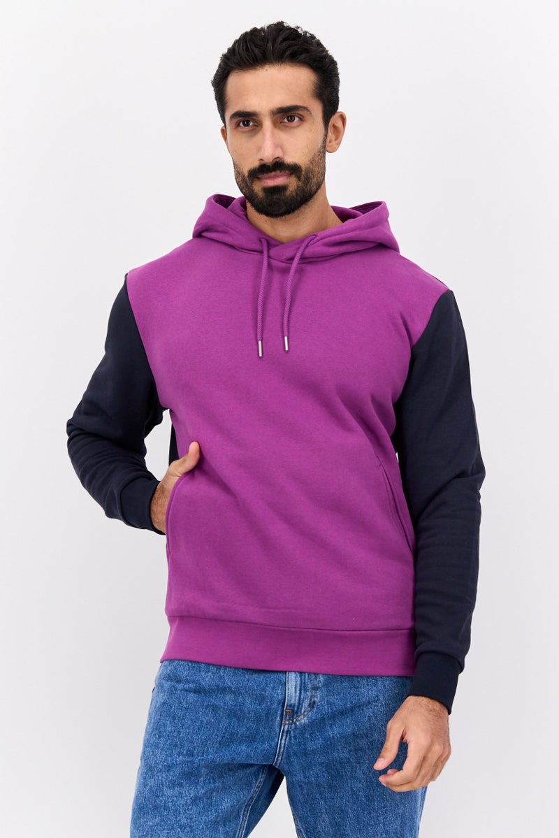 ESPRIT Men Hooded Long Sleeves Two-Toned Sweatshirt, Purple - Image 1