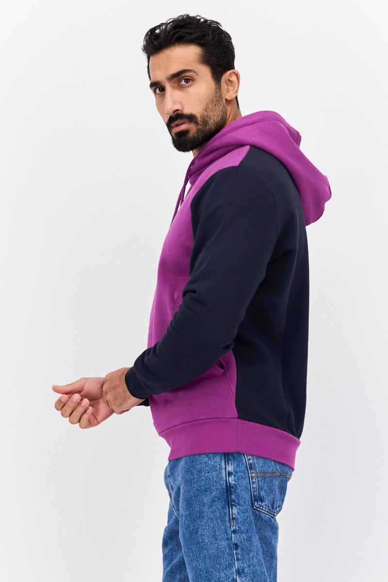ESPRIT سويت شيرت رجالي بغطاء رأس بأكمام طويلة بلونين، بنفسجي - Image 3