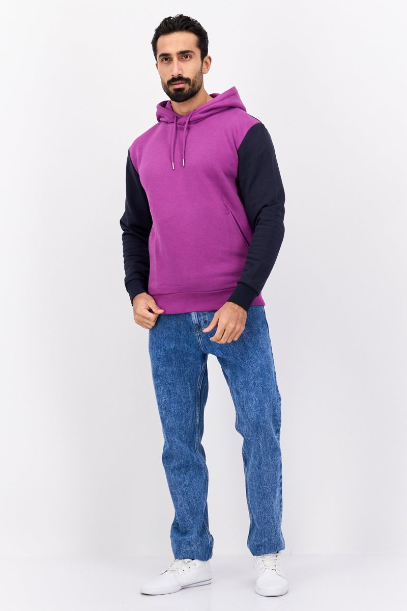 ESPRIT سويت شيرت رجالي بغطاء رأس بأكمام طويلة بلونين، بنفسجي - Image 4