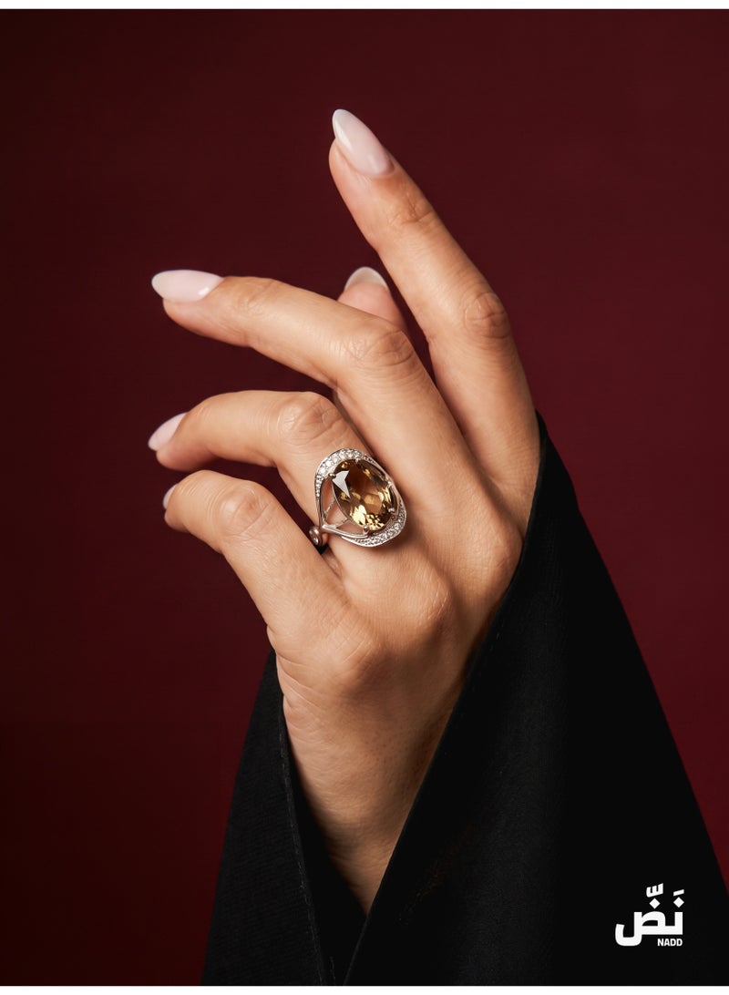 NADD Tamara Ring | Luxury Women's 925 Sterling Ring with Rare Brown Zircon & Crystal Stones – NADD - Image 2