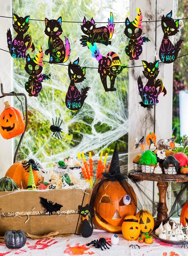 CY2SIDE CY2CSIDE Halloween Black Cat Scratch Cards - 60PCS Halloween Spooky Ornament Scratch Card Gift Set for Kids DIY Black Cat Skull Magic Arty Rainbow Color Bookmark Craft Kit for Kids School Activity - Image 4