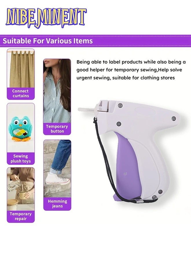 NIBEMINENT Fine Stitch Gun Stitchy Quick Clothing Fixer for Clothes,Micro Tagging Gun for Clothing with 5 Fine Needles & 1000 Pcs Fasteners,Mini Speedy Sticky Sewing Gun Hemming Tool (white) - Image 3