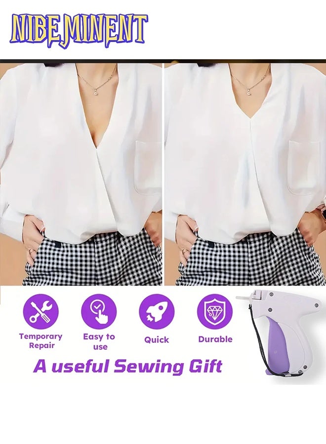 NIBEMINENT Fine Stitch Gun Stitchy Quick Clothing Fixer for Clothes,Micro Tagging Gun for Clothing with 5 Fine Needles & 1000 Pcs Fasteners,Mini Speedy Sticky Sewing Gun Hemming Tool (white) - Image 2