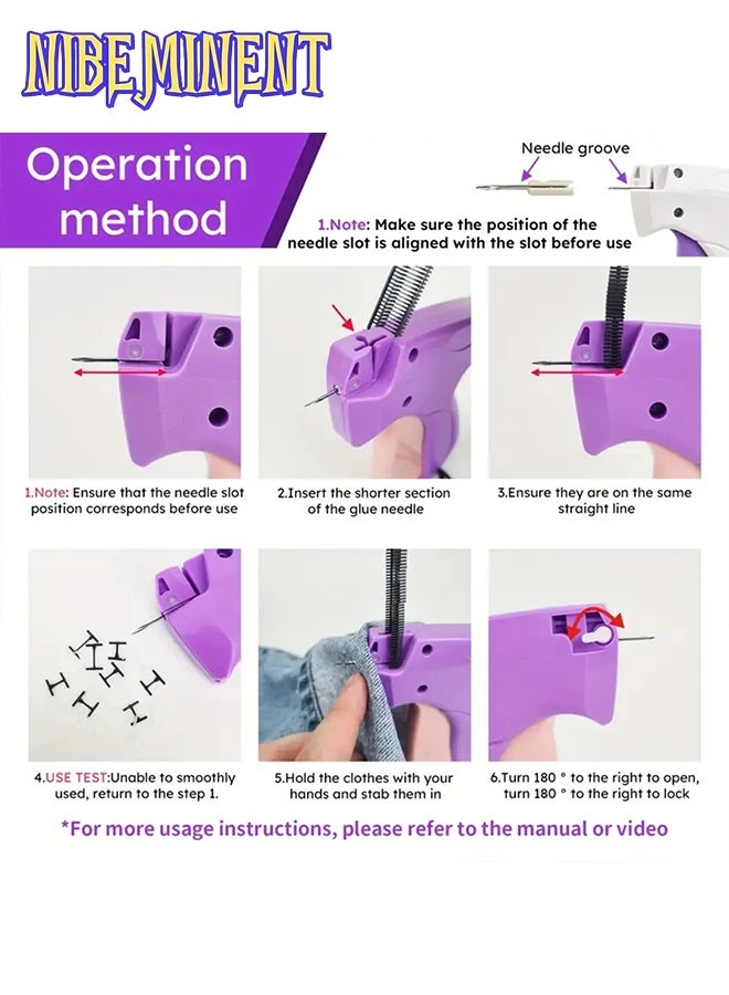 NIBEMINENT Fine Stitch Gun Stitchy Quick Clothing Fixer for Clothes,Micro Tagging Gun for Clothing with 5 Fine Needles & 1000 Pcs Fasteners,Mini Speedy Sticky Sewing Gun Hemming Tool (white) - Image 5