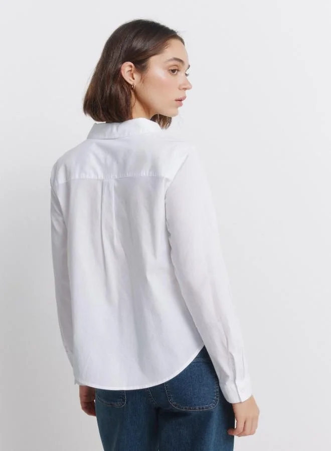 Springfield  Long sleeve shirt with volume, shirt collar, buttons on the front and cuffs, pleated details and lace on the shoulders. for Women | Best Price UAE