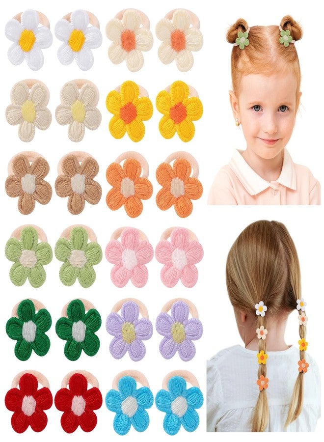 Jollybows 24PCS Toddler Hair Ties for Girls, Baby Hair ties Mini Flower Elastic Hair Scrunchies,Soft Ponytail Holders Hair Accessories for Toddlers Baby Girls - Image 1