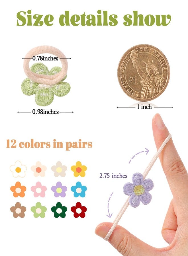 Jollybows 24PCS Toddler Hair Ties for Girls, Baby Hair ties Mini Flower Elastic Hair Scrunchies,Soft Ponytail Holders Hair Accessories for Toddlers Baby Girls - Image 2